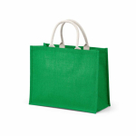 Sac de courses en jute laminé avec anses en coton 20L couleur vert deuxième vue
