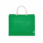 Sac de courses en jute laminé avec anses en coton 20L couleur vert vue frontale