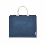 Sac de courses en jute laminé avec anses en coton 20L couleur bleu marine vue frontale