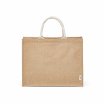 Sac de courses en jute laminé avec anses en coton 20L couleur naturel vue frontale
