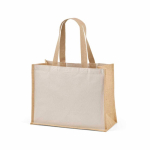 Sac de courses en coton recyclé et jute avec longues anses 300 g/m² couleur naturel deuxième vue