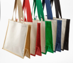 Sac de courses en coton recyclé et jute avec longues anses 300 g/m²