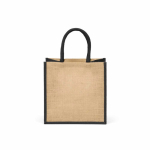 Sac de courses en jute laminé avec anses en coton 16L couleur noir vue arrière