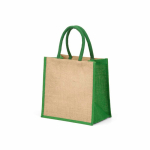 Sac de courses en jute laminé avec anses en coton 16L couleur vert deuxième vue