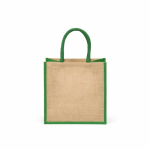 Sac de courses en jute laminé avec anses en coton 16L couleur vert vue arrière
