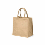Sac de courses en jute laminé avec anses en coton 16L couleur naturel deuxième vue