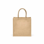 Sac de courses en jute laminé avec anses en coton 16L couleur naturel vue arrière
