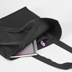 Sac de courses écologique avec poche intérieure et longues anses 220 g/m² couleur noir vue détaillée