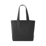 Sac de courses écologique avec poche intérieure et longues anses 220 g/m² couleur noir vue frontale