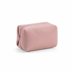 Trousse de toilette géométrique en cuir synthétique recyclé avec doublure recyclée couleur rose deuxième vue