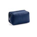 Trousse de toilette géométrique en cuir synthétique recyclé avec doublure recyclée couleur bleu marine vue frontale