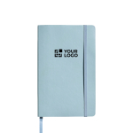 Carnet souple A5 en similicuir à élastique et pages unies vue avec impression