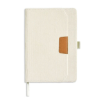 Carnet A5 en velours côtelé avec poche et porte-stylo, pages unies couleur beige