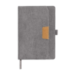 Carnet A5 en velours côtelé avec poche et porte-stylo, pages unies couleur gris clair
