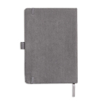 Carnet A5 en velours côtelé avec poche et porte-stylo, pages unies couleur gris clair
