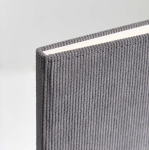 Carnet A5 en velours côtelé avec poche et porte-stylo, pages unies couleur gris clair