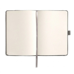 Carnet A5 en velours côtelé avec poche et porte-stylo, pages unies couleur gris clair