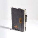 Carnet A5 en velours côtelé avec poche et porte-stylo, pages unies couleur gris clair