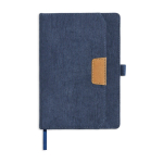 Carnet A5 en velours côtelé avec poche et porte-stylo, pages unies couleur bleu pétrole
