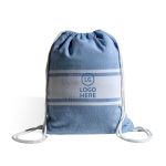 Paréo 2 en 1 en coton avec sac à dos 90 x 180 cm 180 g/m² vue du logo imprimé