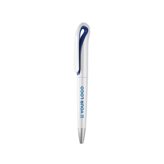 Stylos à bille publicitaires ABS Encre Bleue avec clip Cygne blanc