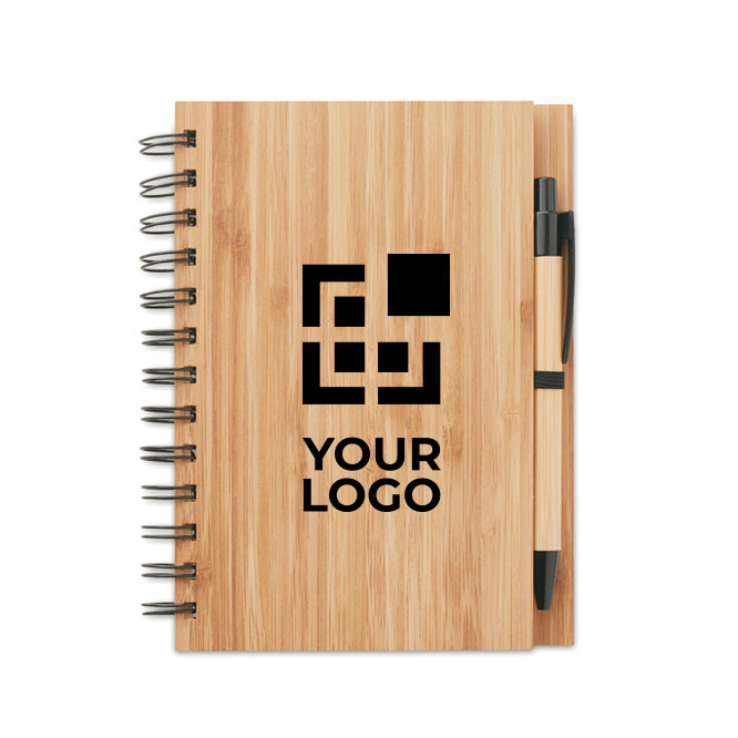 Carnet recyclé avec stylo et couverture bambou A5 pages lignées Bamboo