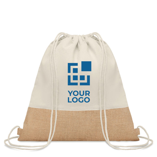 Sac cordon personnalisé en coton 160g/m2 et jute Natural