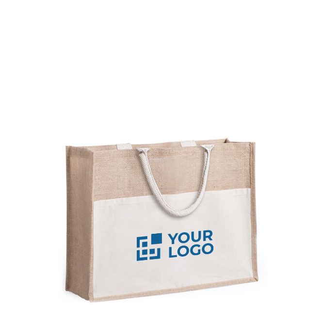 Sac cabas toile de jute personnalisable avec poche Pocket XL