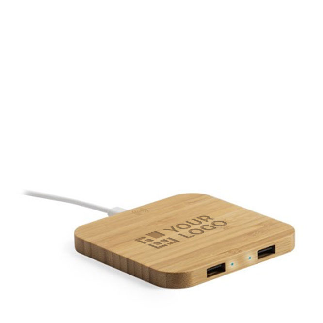Base de charge sans fil carrée en bambou Natura Square