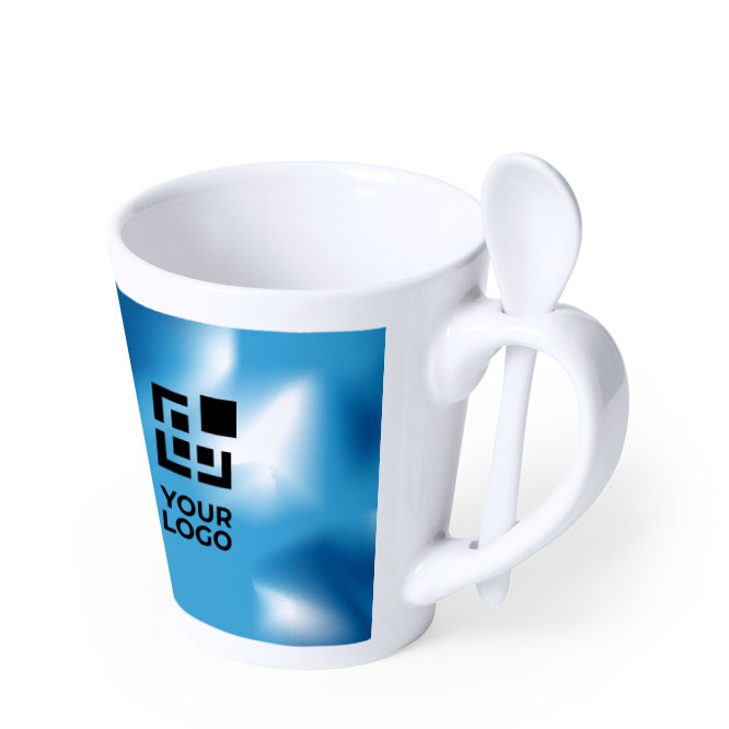 Sublimation tasse avec image circulaire et cuillère 350ml Sublimcon