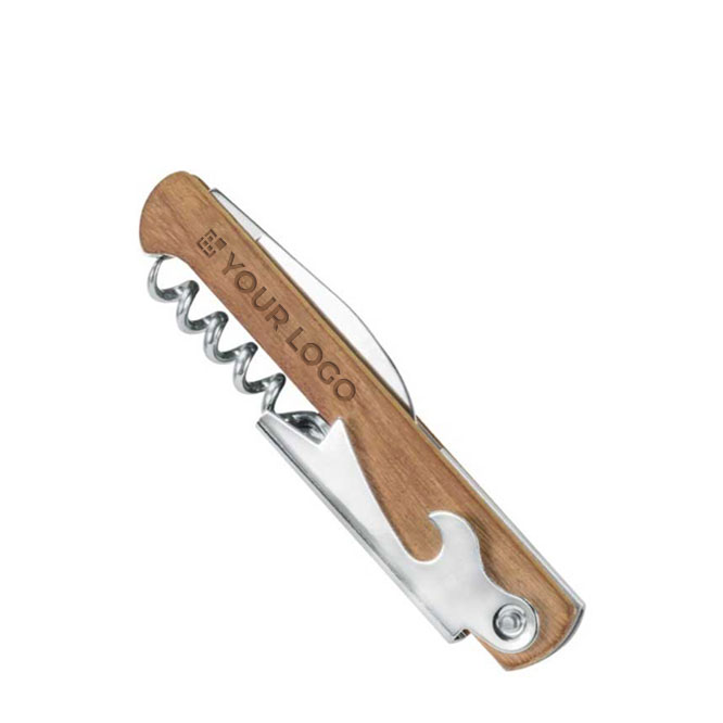 Tire-bouchon avec lame en acier inoxydable et manche en bois Timber