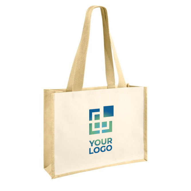 Sac en toile de jute personnalisé et coton laminé 12 kg Beach Budget