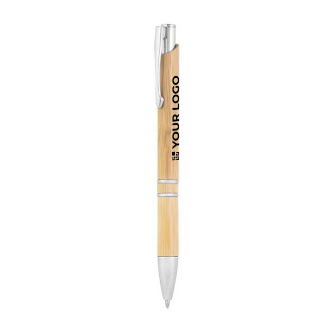 Stylo personnalisés en bambou et aluminium à encre bleue Aster Bamboo