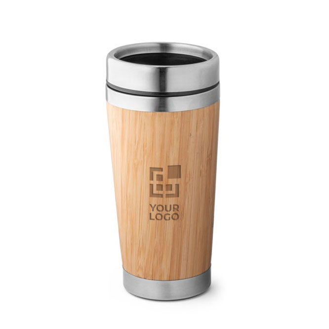 Tasse isotherme personnalisable en acier et bambou 500ml Bamboo