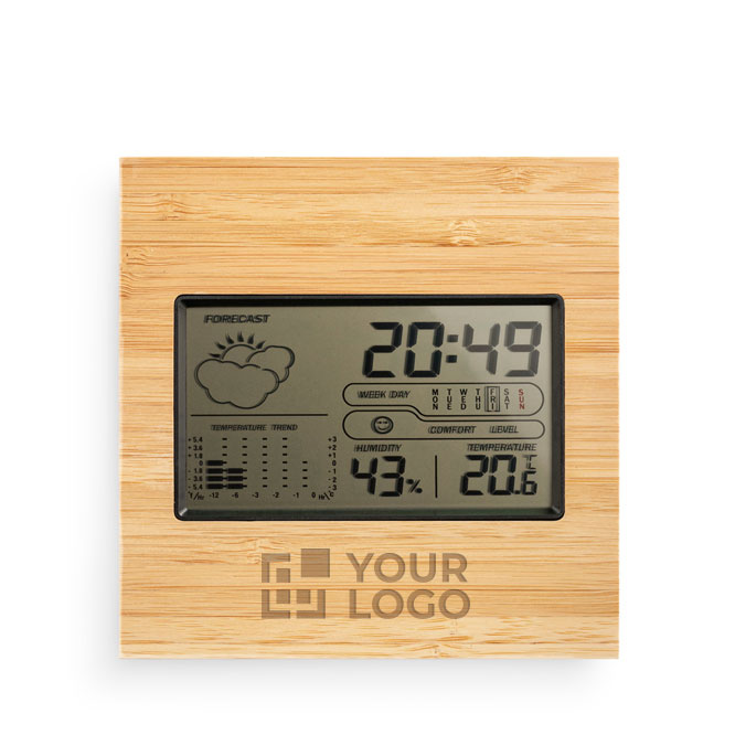 Station météorologique avec boîtier en bambou personnalisable Bamboo