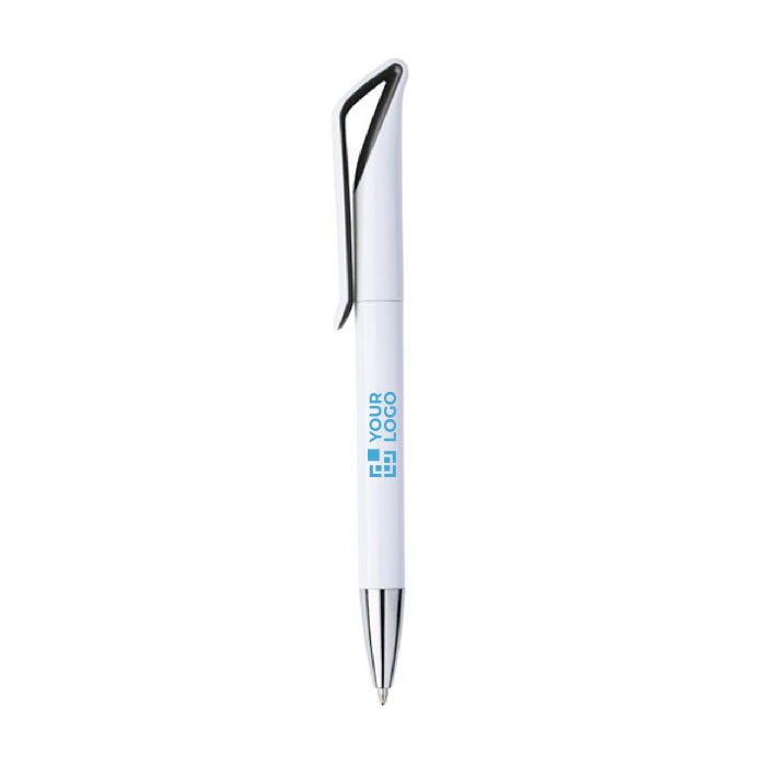 Stylos à bille publicitaires ABS Encre Bleue avec clip Cygne blanc