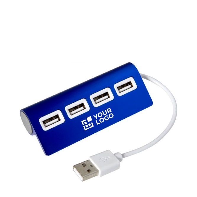 Hub USB publicitaire en aluminium coloré avec 4 ports USB 2.0 Alu
