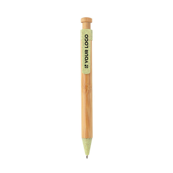 Stylo écologiques personnalisés en bambou avec encre bleue ColorTip
