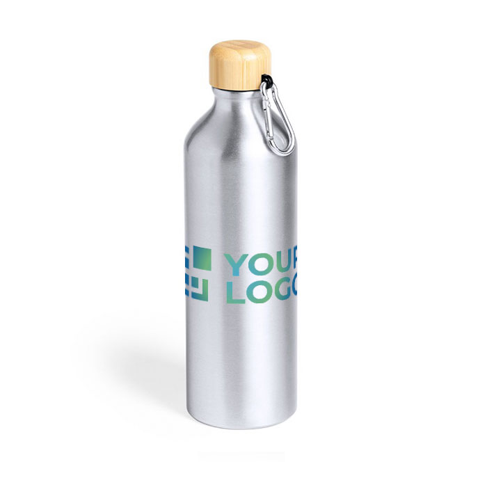 Grande gourde en alu avec bouchon bambou, mousqueton 800ml Helsinki