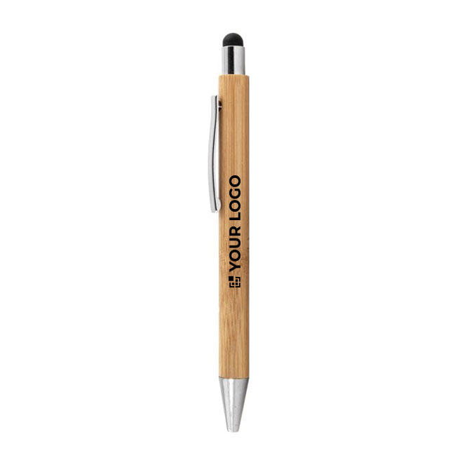 Stylo tactile en bambou, finition chromée, Encre bleue Zurich Bamboo