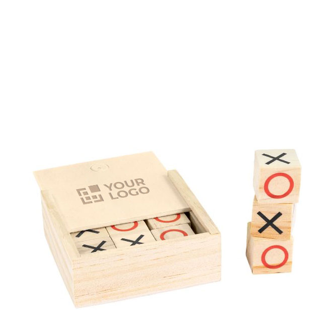 Jeu du morpion dans une boîte en bois pour cadeau d'entreprise