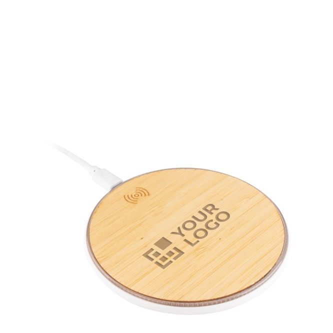 Chargeur sans fil personnalisable avec aspect bambou rond Bamboo