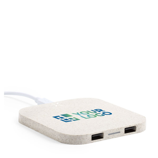 Base de charge  sans fil carrée en paille de blé Natural Pad
