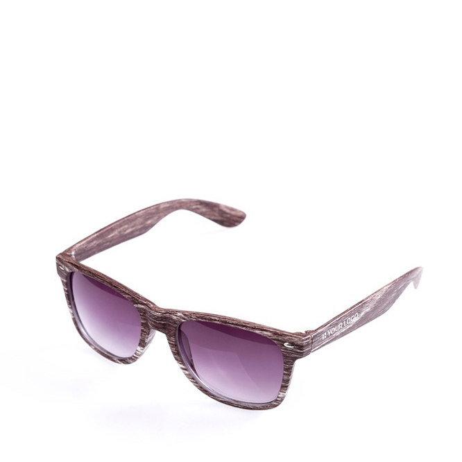 Lunettes publicitaires effet bois avec logo sur la branche PineTree
