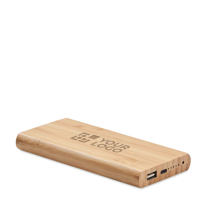 Chargeur sans fil avec logo et connexion C 6.000 mAh Bamboo