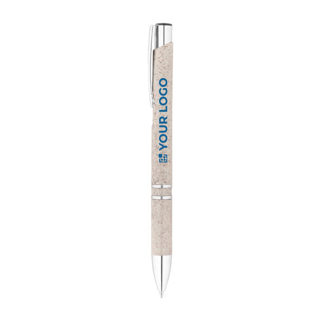 Stylo écologiques avec finition argentée et encre bleue Aster Eco