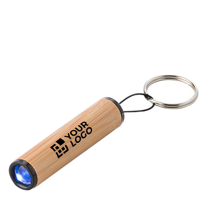 Porte-clés lampe torche personnalisé cylindrique en bambou BambooLight