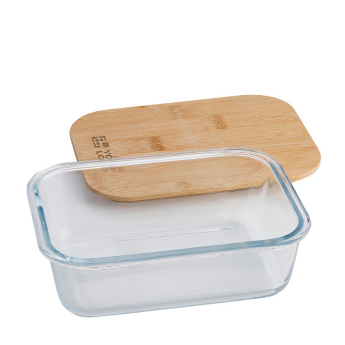 Lunch box personnalisée en verre avec couvercle bambou 900ml Nordik