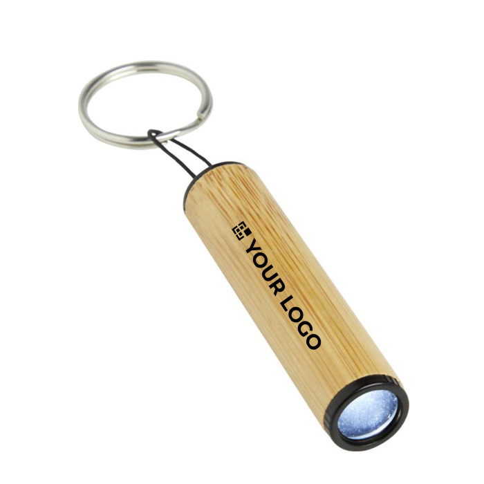 Porte-clés lampe torche personnalisé cylindrique en bambou BambooLight