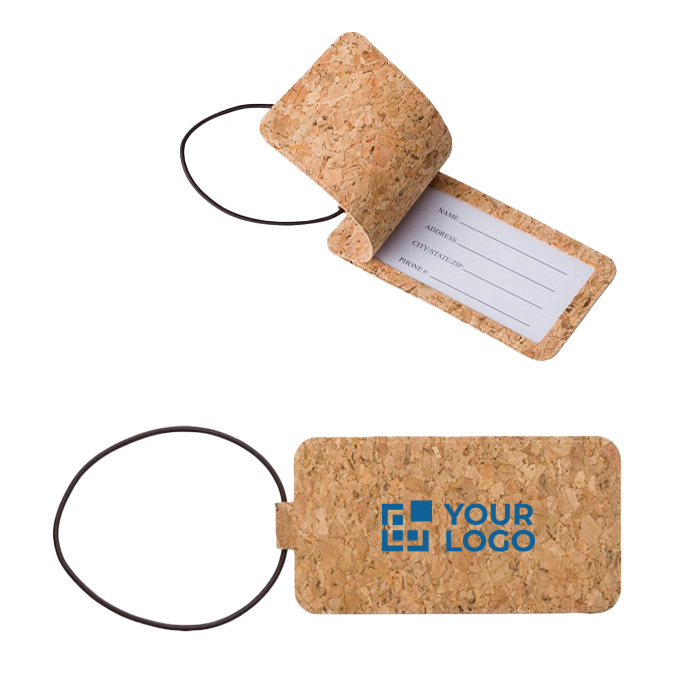 Etiquette de bagage en liège personnalisé avec logo Cork